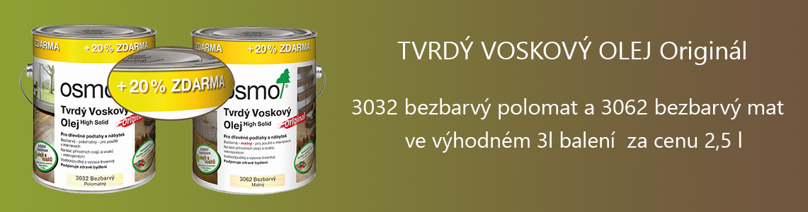 Akce Tvrdý voskový olej  20% nátěru zdarma